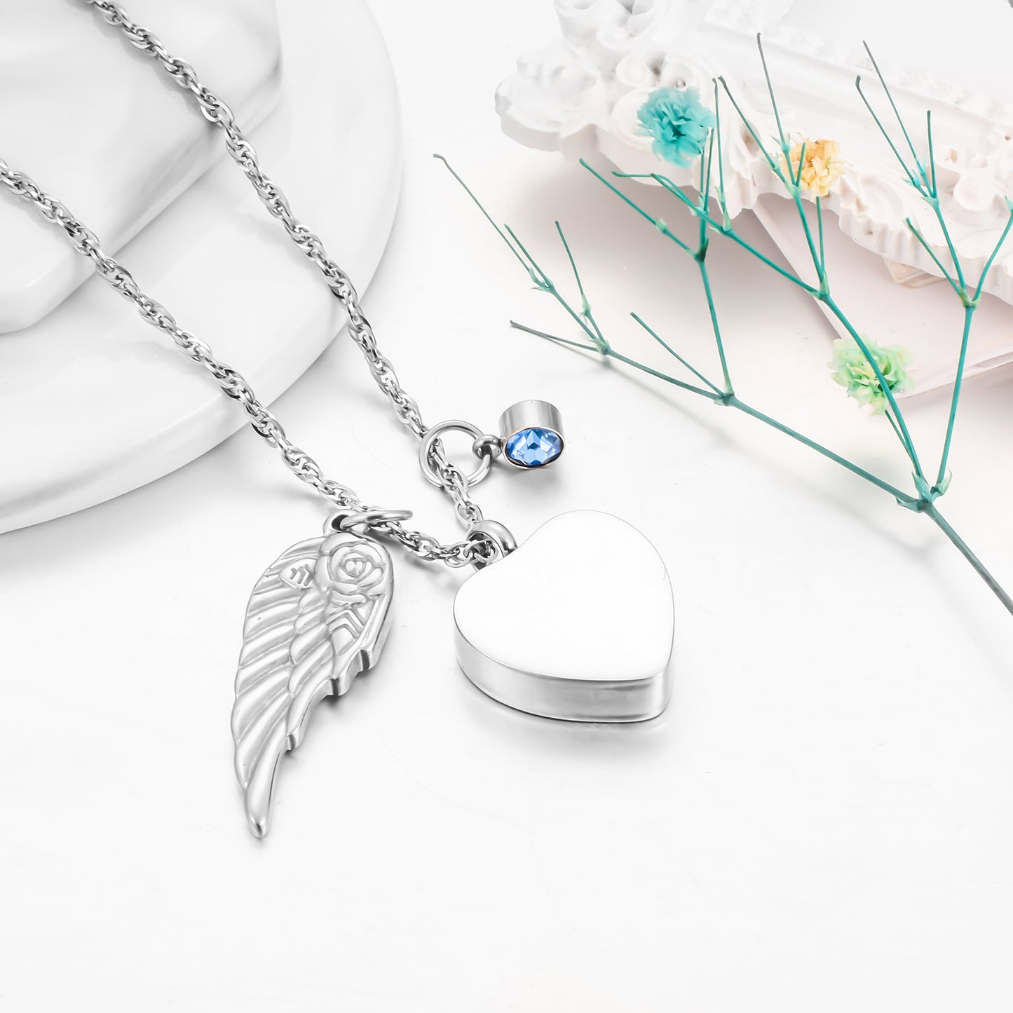 Memorial Urn Necklace: Engraving ‘God Has You in His Arms’ Inscription