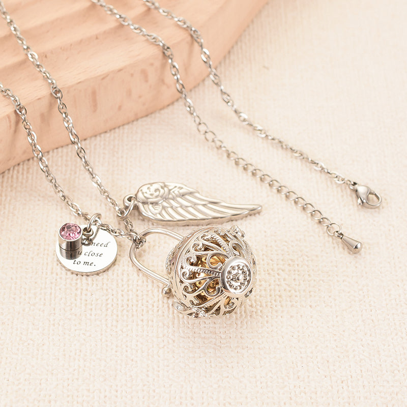 Hollow Heart Cremation Jewelry For Ashes, Lantern Design Stainless Steel Memorial Locket Necklace