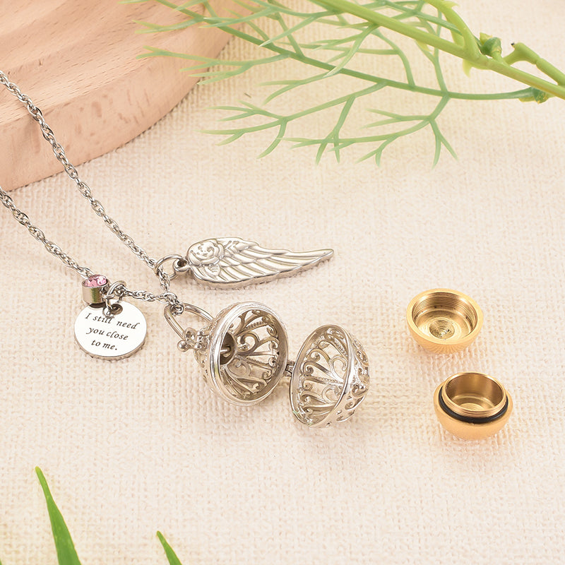 Hollow Heart Cremation Jewelry For Ashes, Lantern Design Stainless Steel Memorial Locket Necklace