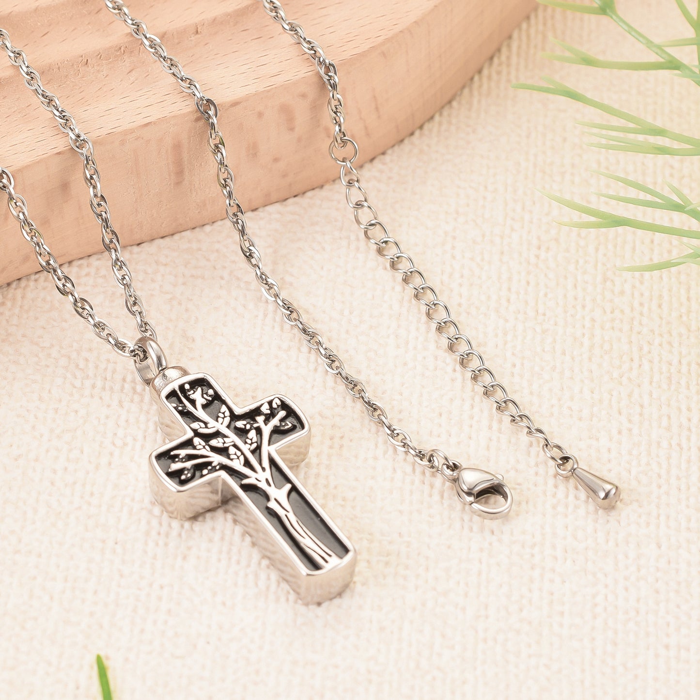 Life Tree Cross Filled Pendant Necklace with stainless steel material