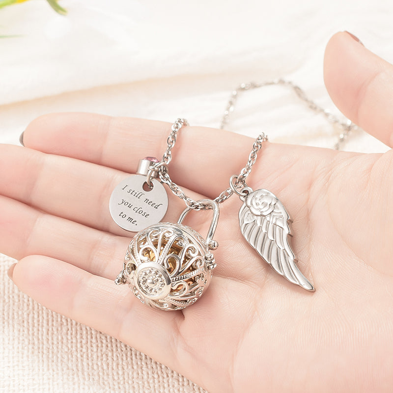 Hollow Heart Cremation Jewelry For Ashes, Lantern Design Stainless Steel Memorial Locket Necklace
