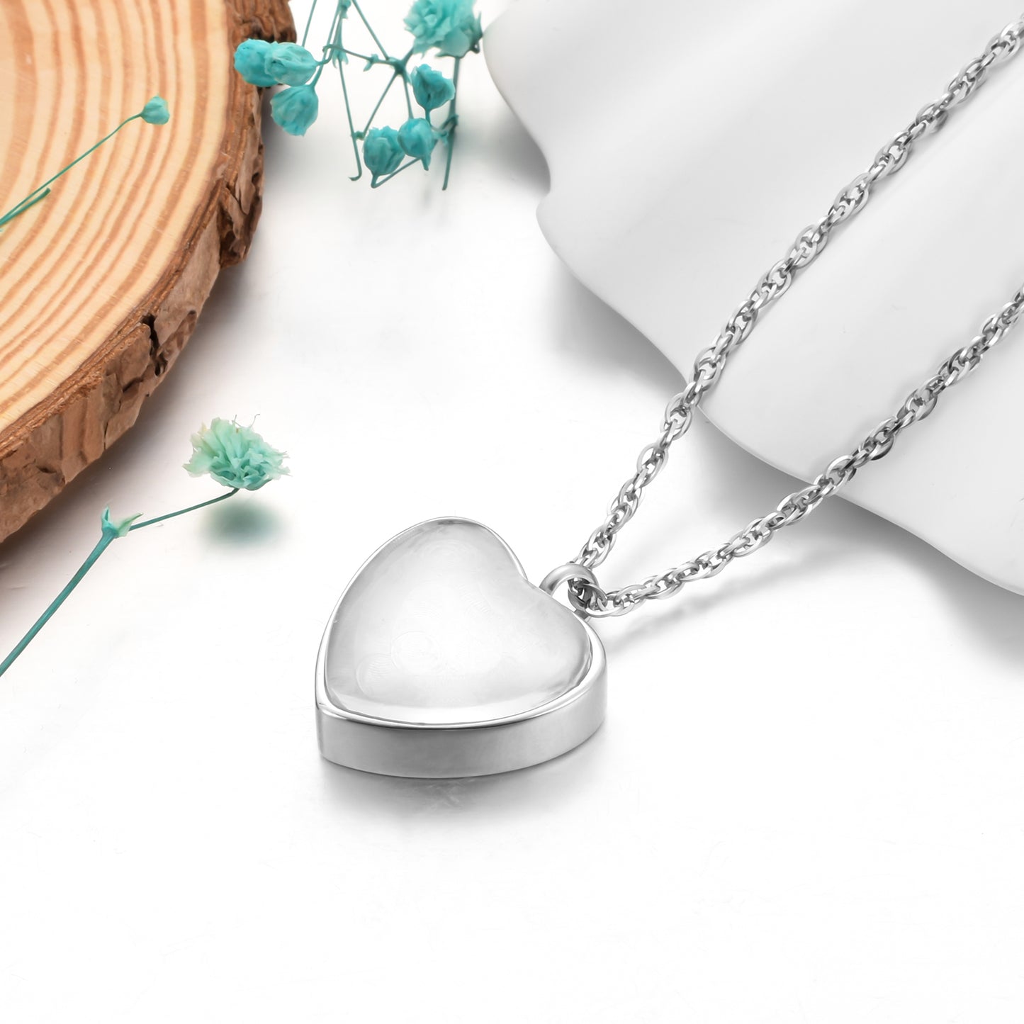 Silver Heart Cremation Jewelry Ashes Holder for Women