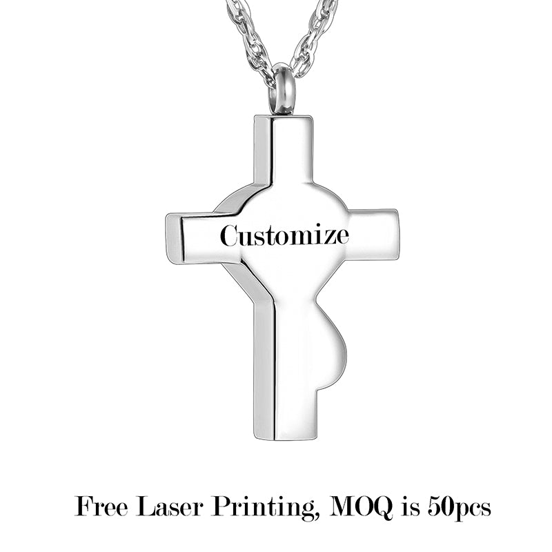 Unique Cross and Blue Turquoise Cremation Necklace