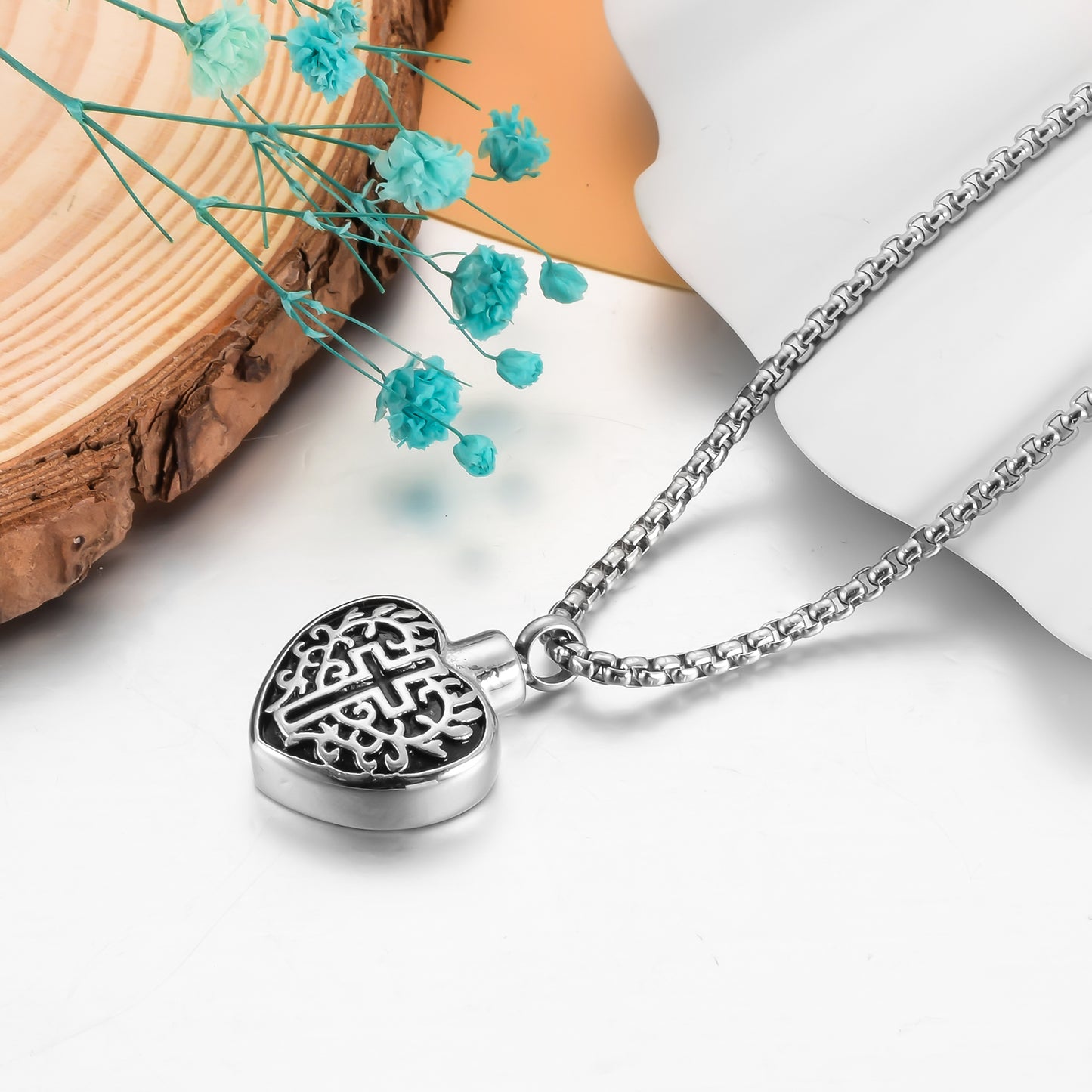 Heart and Cross Cremation Pendant Jewelry