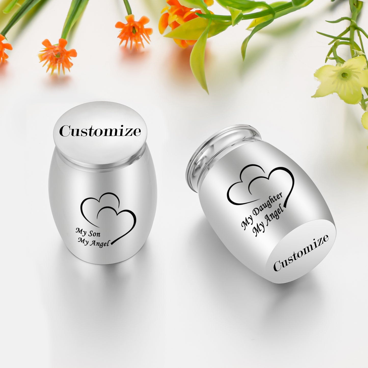 Double Heart Cremation Urnsto Hold Ashes