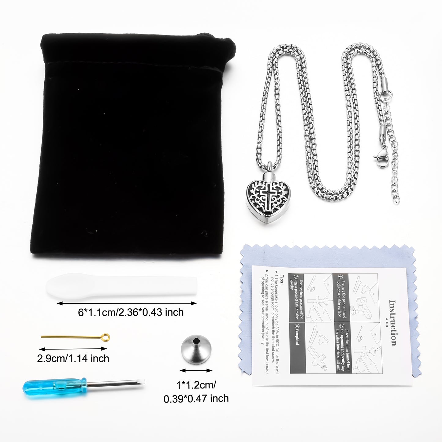Heart and Cross Cremation Pendant Jewelry