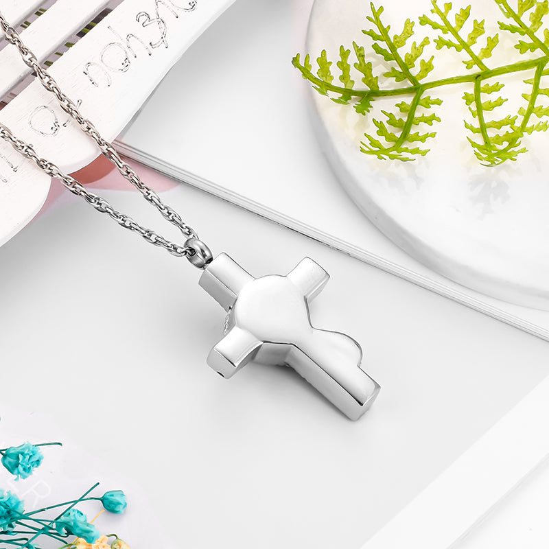 Unique Cross and Blue Turquoise Cremation Necklace