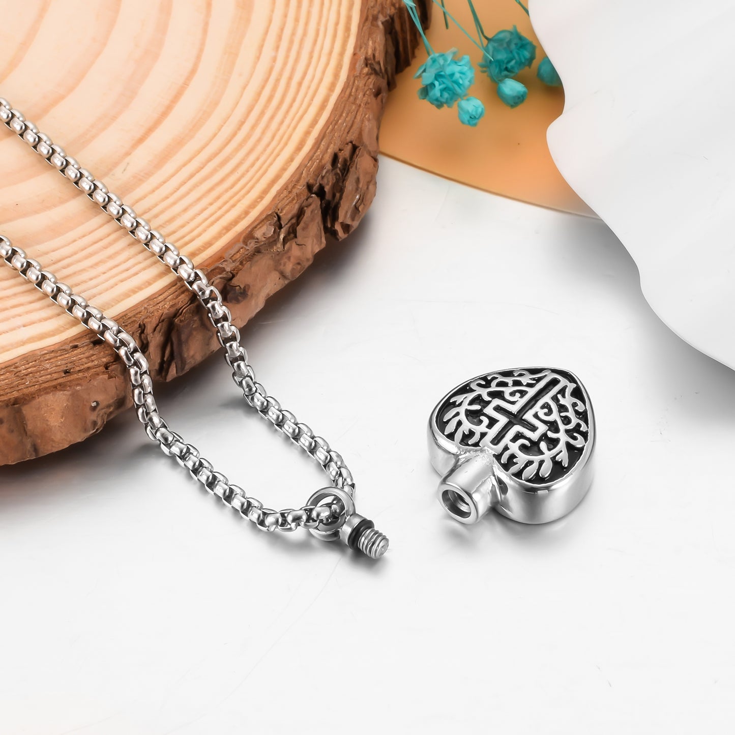 Heart and Cross Cremation Pendant Jewelry