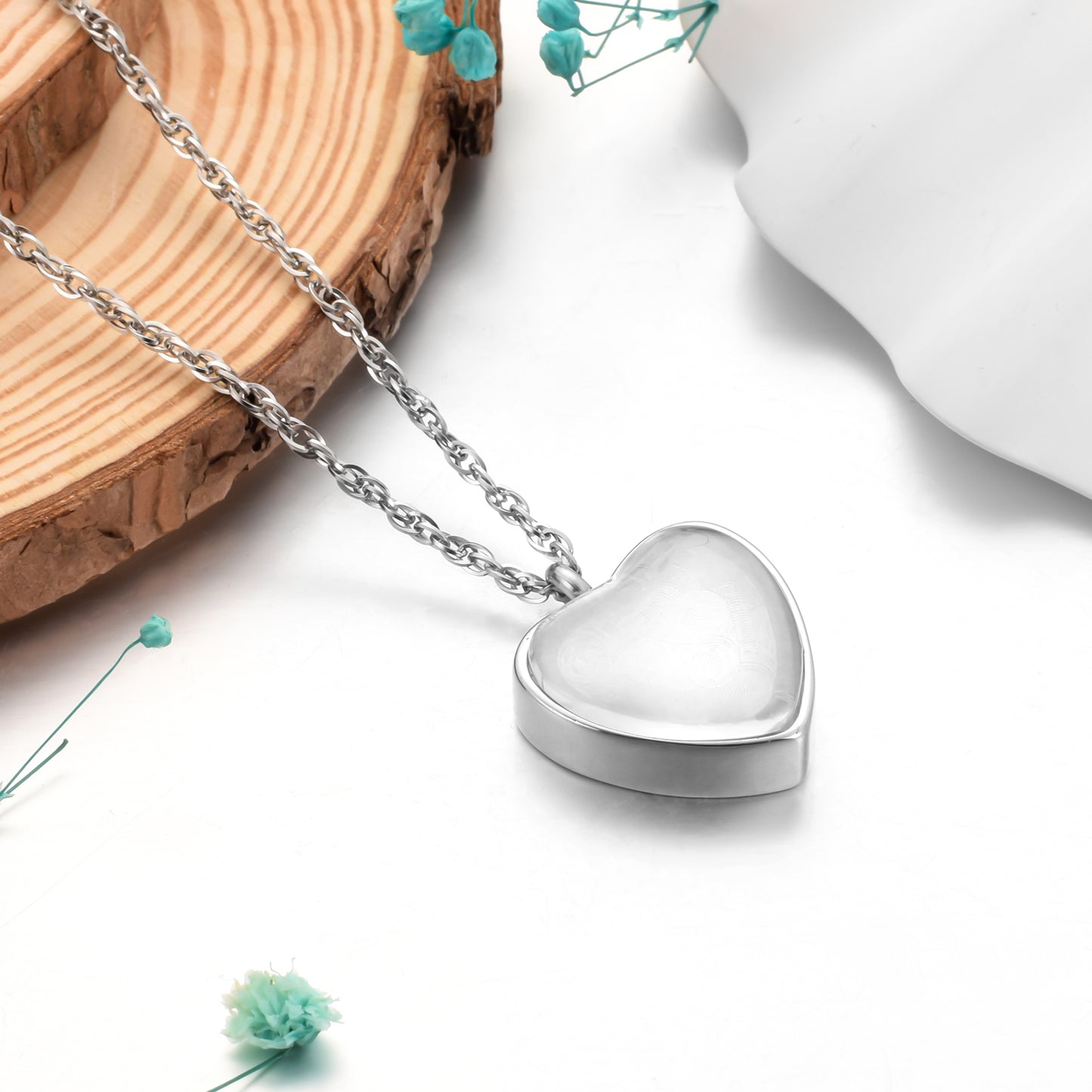 Silver Heart Cremation Jewelry Ashes Holder for Women