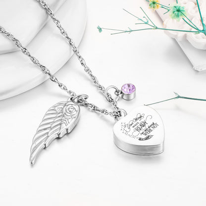 Heartfelt Memorial Jewelry: Winged - Rose & Birthstone Locket Necklace