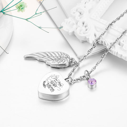 Heartfelt Memorial Jewelry: Winged - Rose & Birthstone Locket Necklace