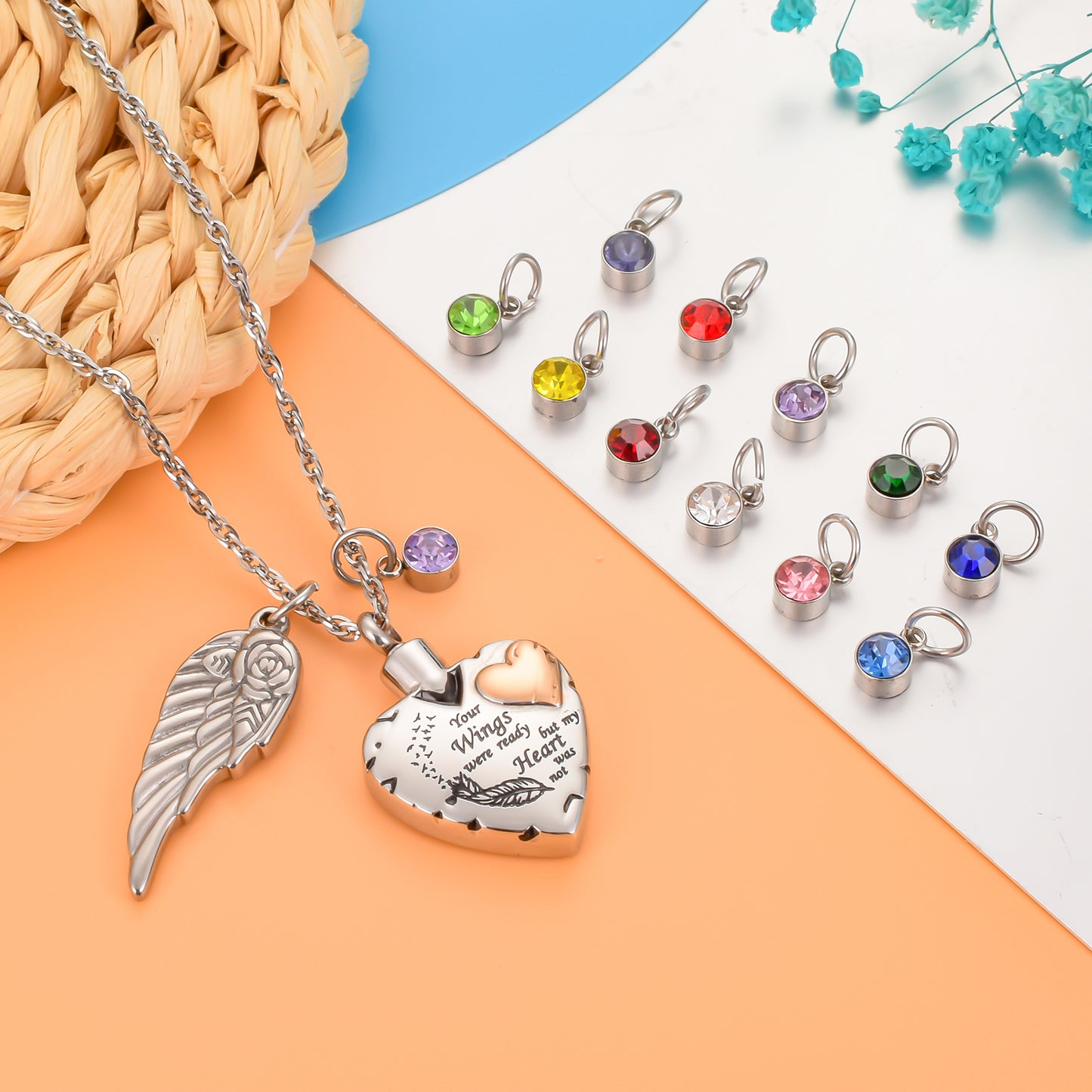 Your Wings Were Ready But My Heart Was Not’ Memorial Pendant for Loved Ones