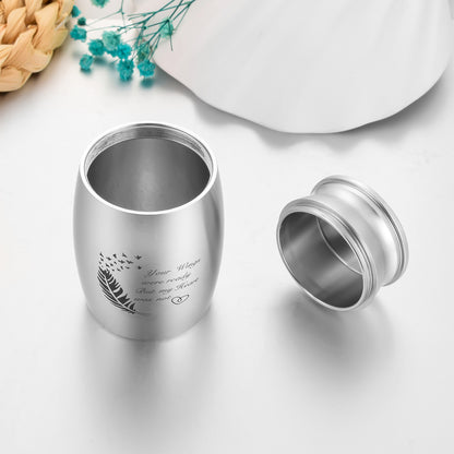 Heartfelt Memorial Urns: Engraved Feather, Birds & 'Your Wings were ready