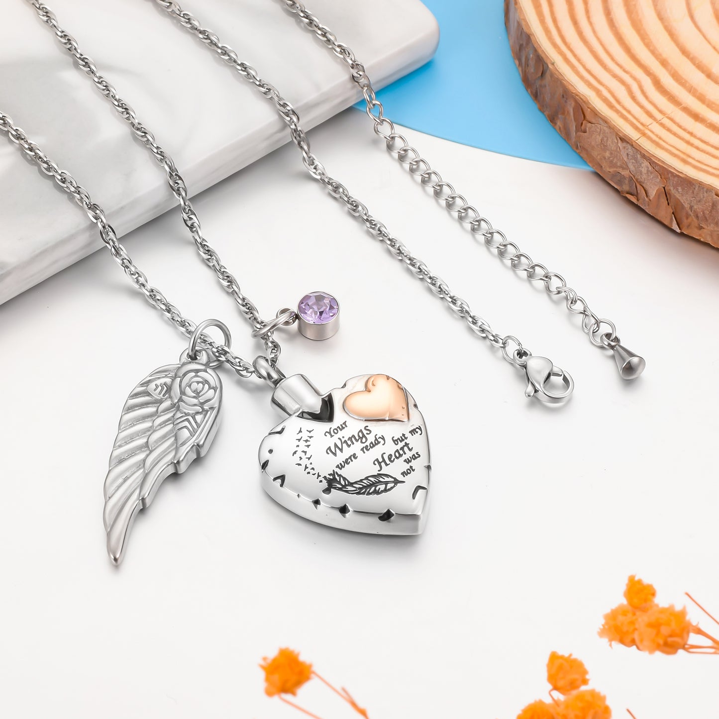 Your Wings Were Ready But My Heart Was Not’ Memorial Pendant for Loved Ones