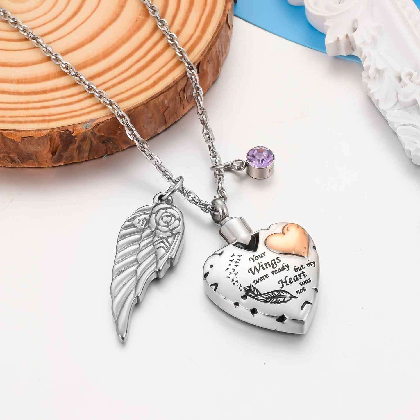 Your Wings Were Ready But My Heart Was Not’ Memorial Pendant for Loved Ones