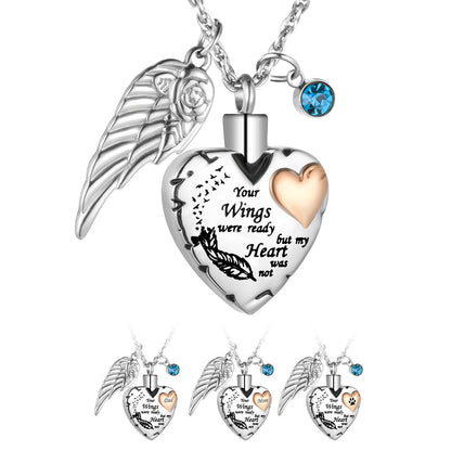 Your Wings Were Ready But My Heart Was Not’ Memorial Pendant for Loved Ones
