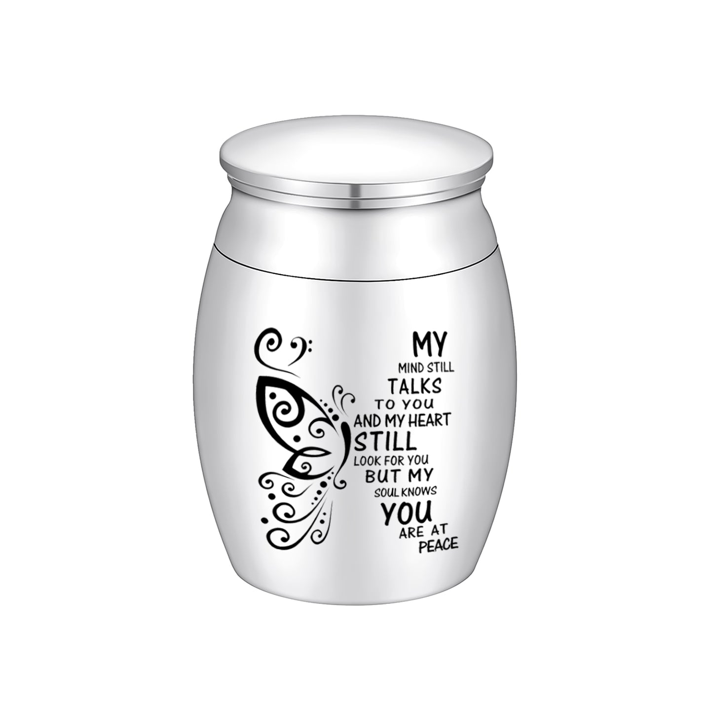 Memorial Urn with Butterfly Design & 'My Mind Still Talks to You' Inscription
