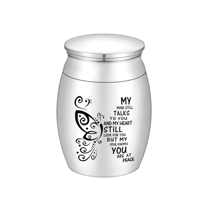 Memorial Urn with Butterfly Design & 'My Mind Still Talks to You' Inscription