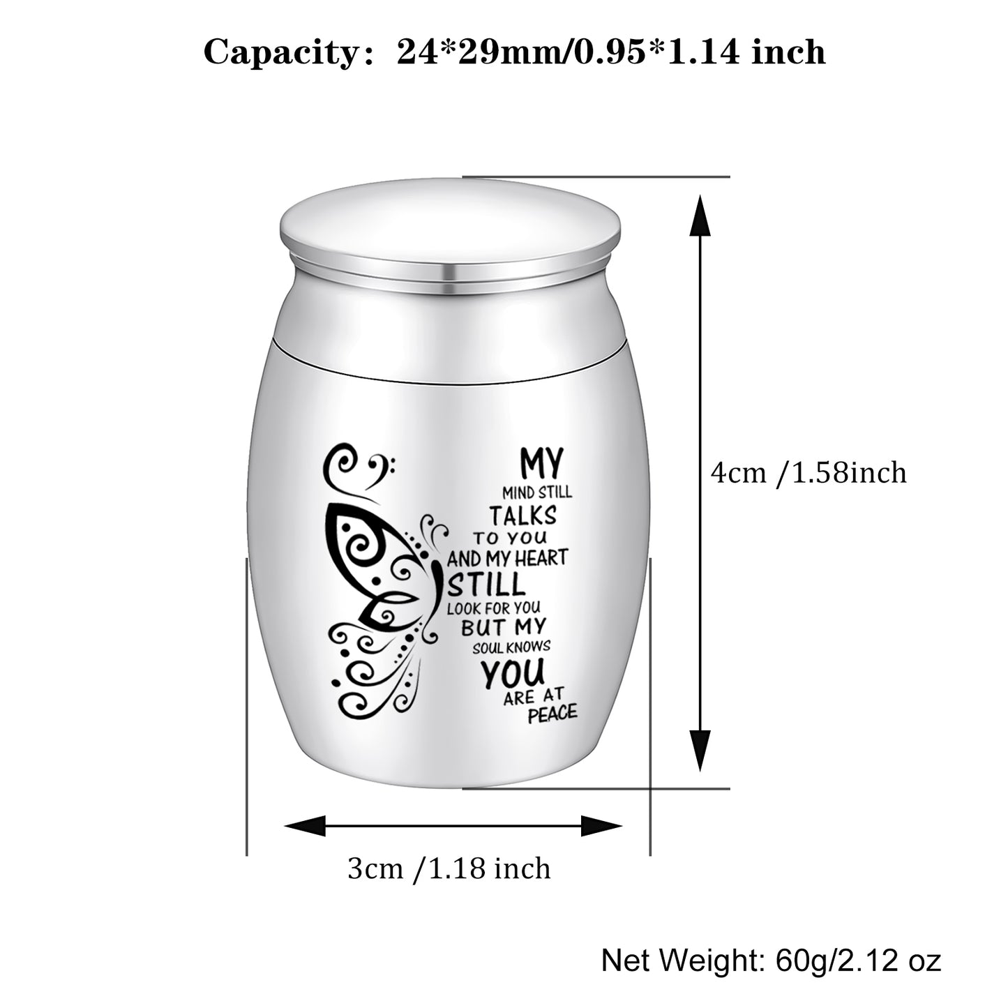 Memorial Urn with Butterfly Design & 'My Mind Still Talks to You' Inscription