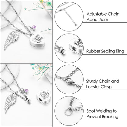 Heartfelt Memorial Jewelry: Winged - Rose & Birthstone Locket Necklace