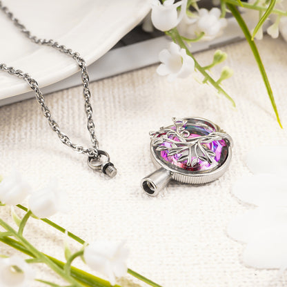 colorful stone cremation pendant, life tree ashes necklace