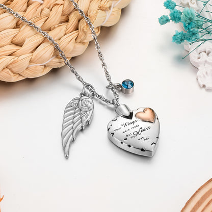 Memorial Pendant: Heart, Wing, and Customizable Crystal