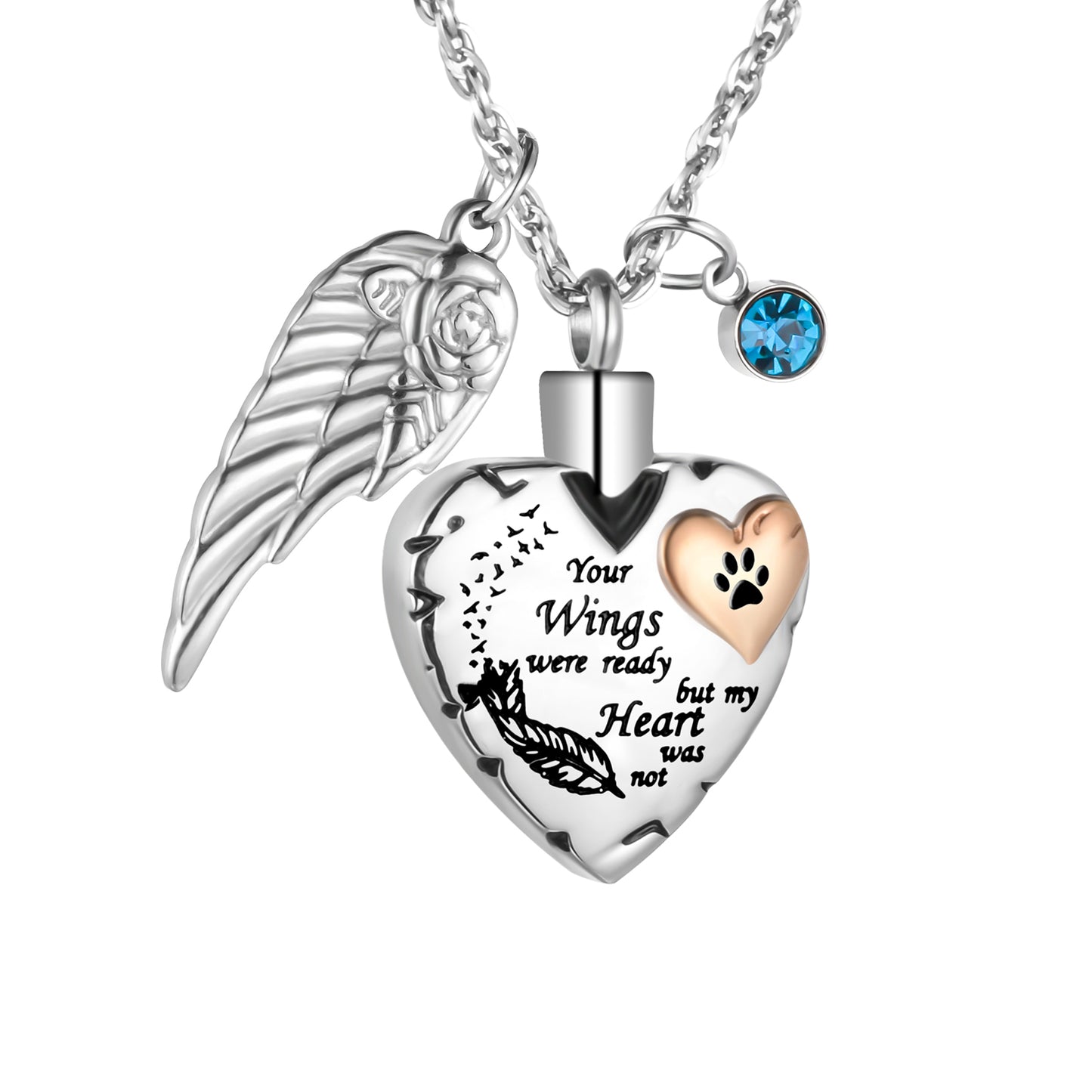 Your Wings Were Ready But My Heart Was Not’ Memorial Pendant for Loved Ones