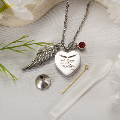 Heat Memorial Necklace with Biirthstone and Wings