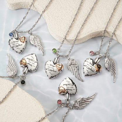 Heartfelt  Memorial Urn Necklace with Details & Birthstone