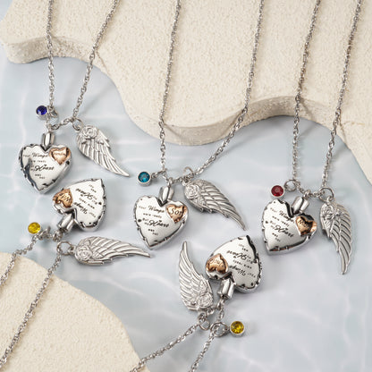 Heartfelt  Memorial Urn Necklace with Details & Birthstone