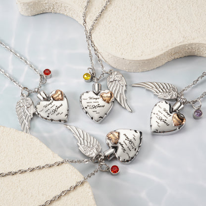 Heartfelt  Memorial Urn Necklace with Details & Birthstone