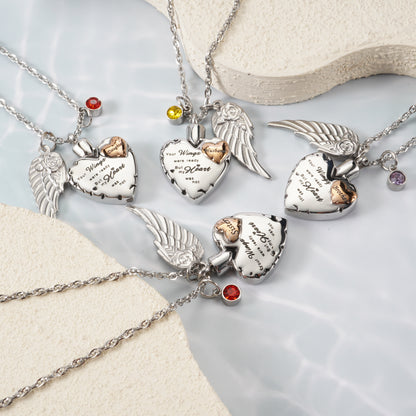 Heartfelt  Memorial Urn Necklace with Details & Birthstone