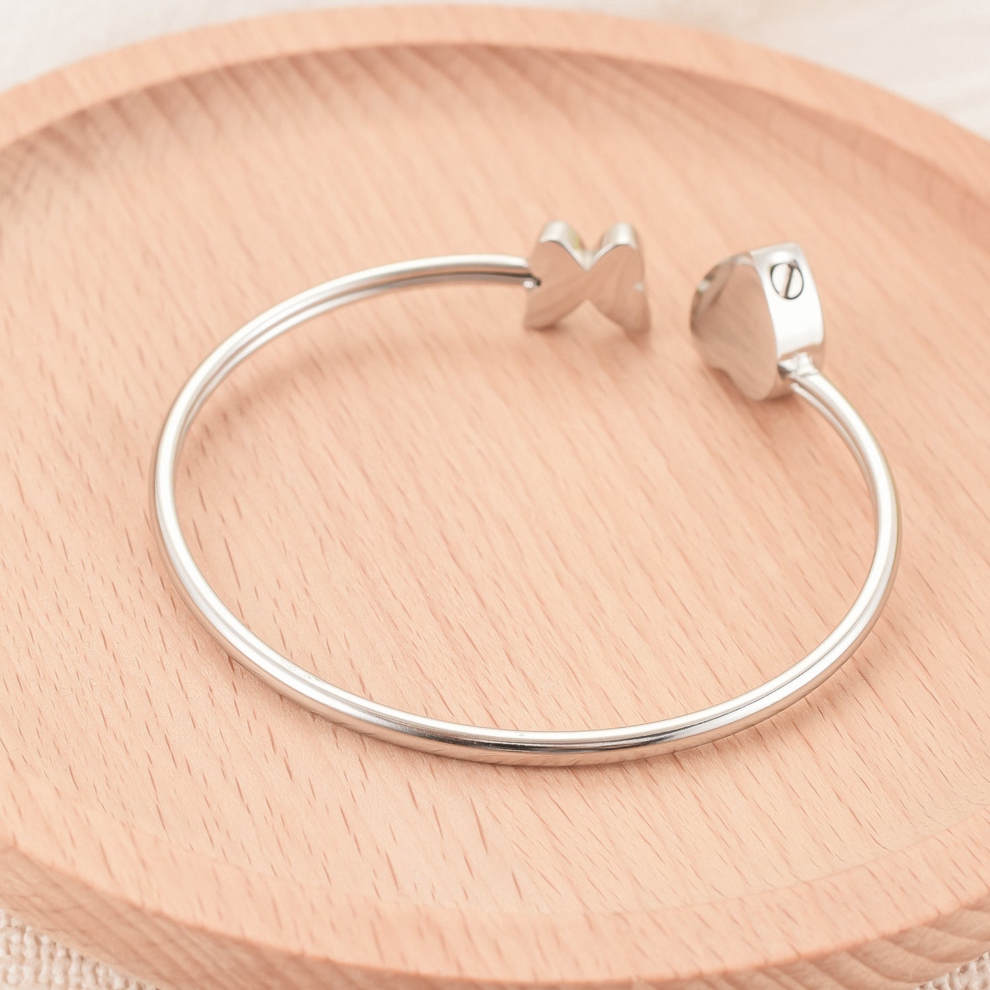 Butterfly Heart Cremation Bracelet with Zircon