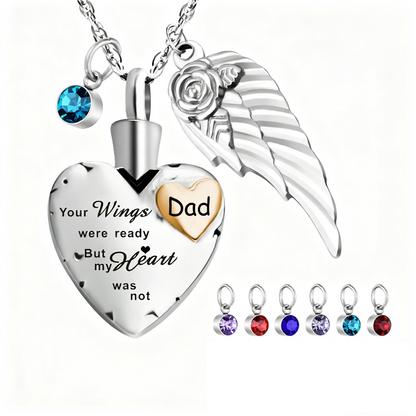 Heartfelt  Memorial Urn Necklace with Details & Birthstone
