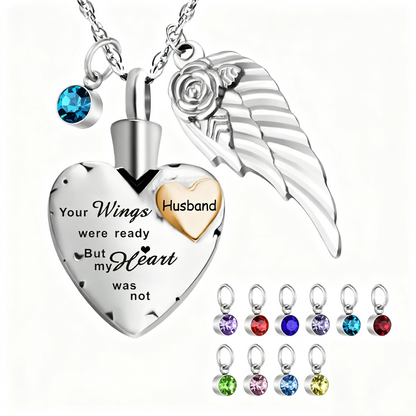 Heartfelt  Memorial Urn Necklace with Details & Birthstone