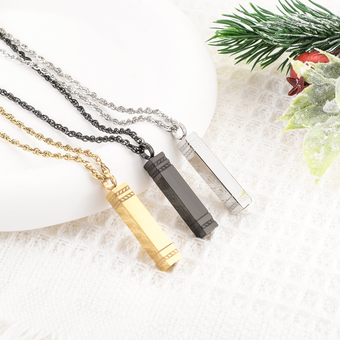 Rectangular and Bar Cremation Necklace