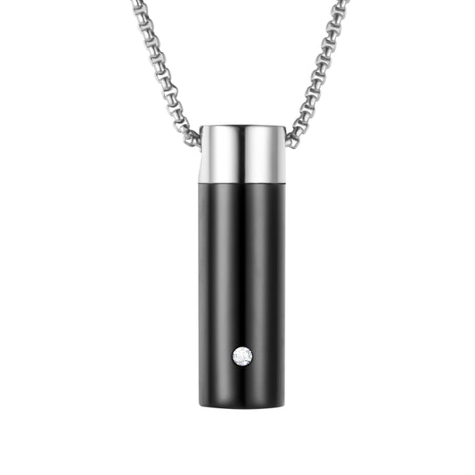 Cylinder Cremation Necklace with Diamond