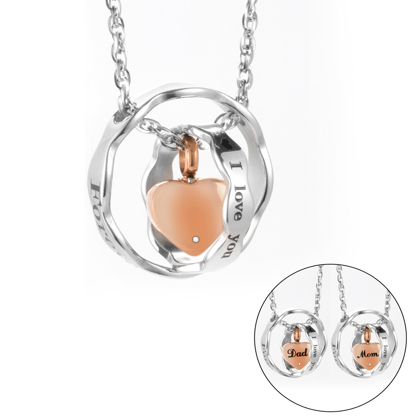 Heart Cremation Ashes Pendant Necklace