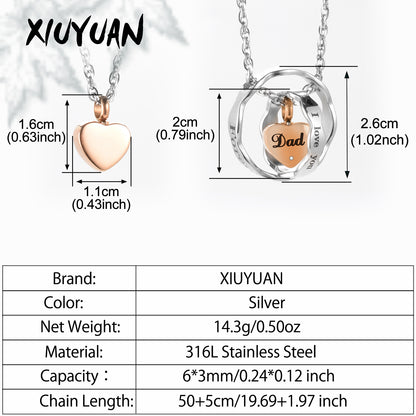 Heart Cremation Ashes Pendant Necklace