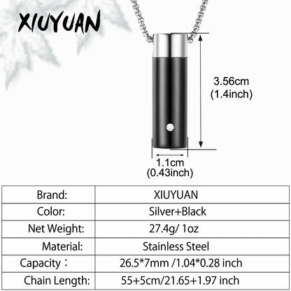 Cylinder Cremation Necklace with Diamond