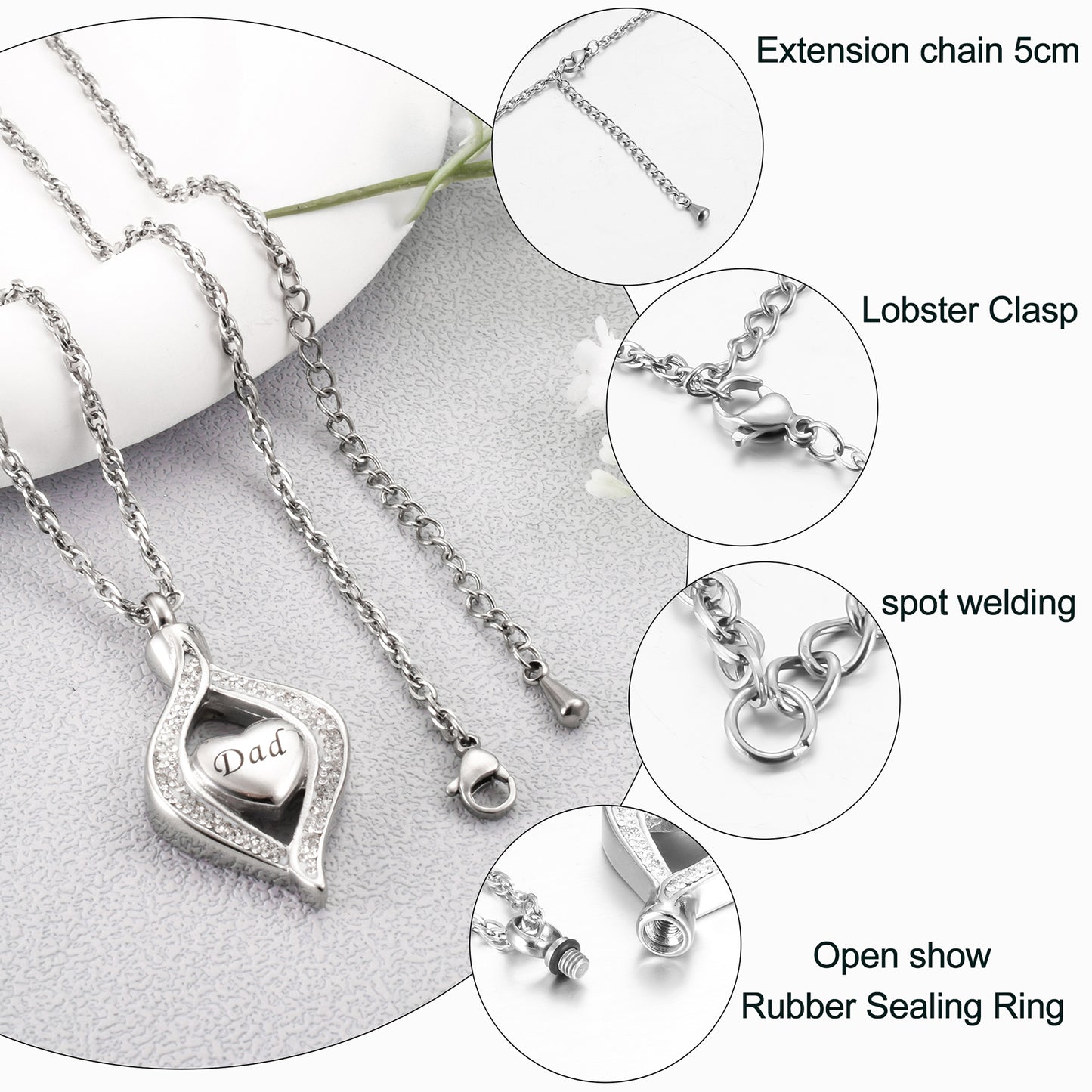 Urn Cremation Necklace for Mom/ Dad