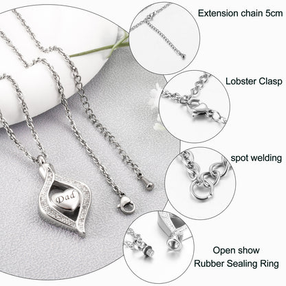 Urn Cremation Necklace for Mom/ Dad