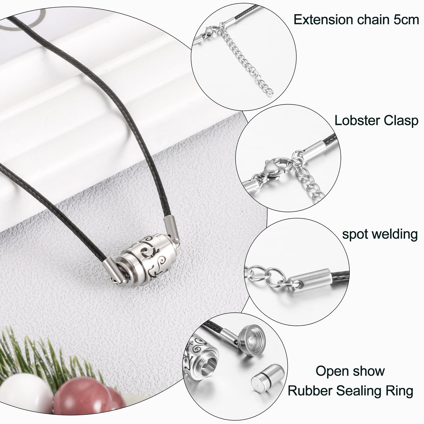 Urn Necklace with Leather Rope Self-filling Jewellery
