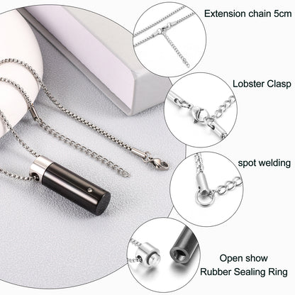 Cylinder Cremation Necklace with Diamond