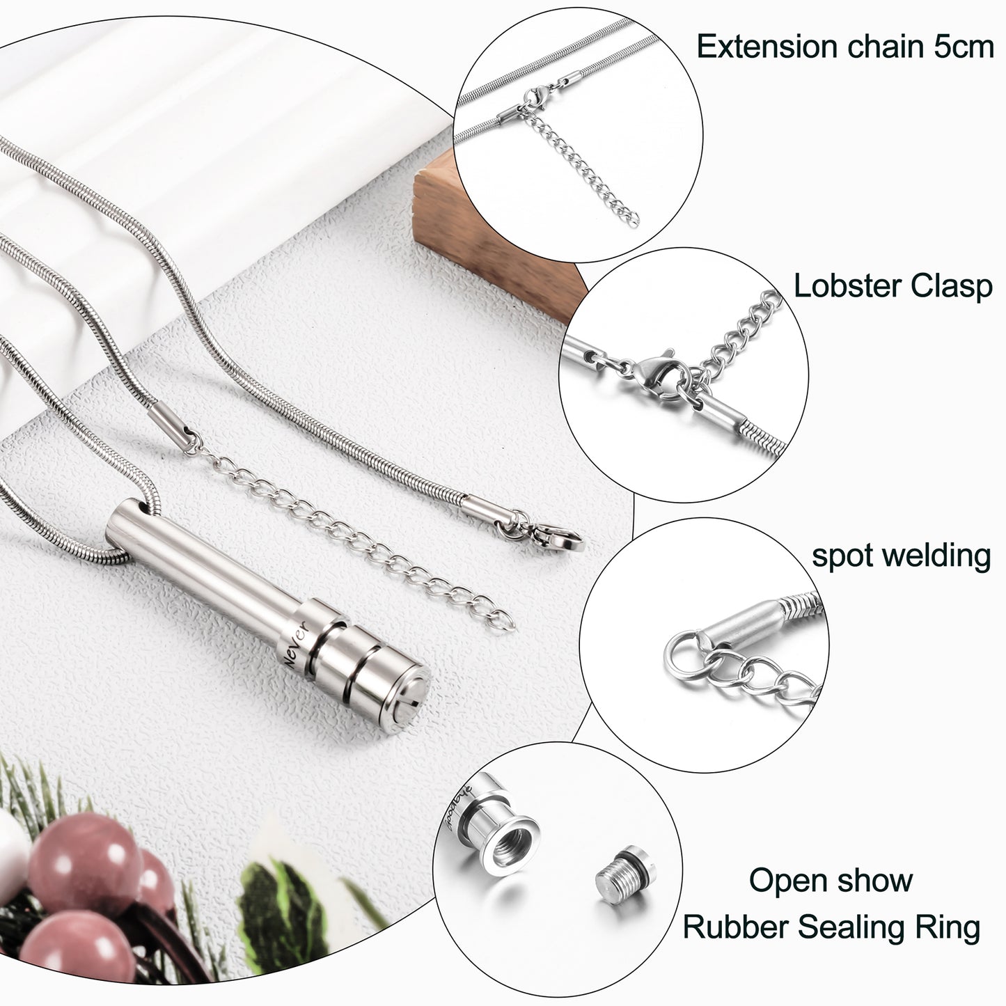 Bar Steel Urn Necklace Memorial Keepsake