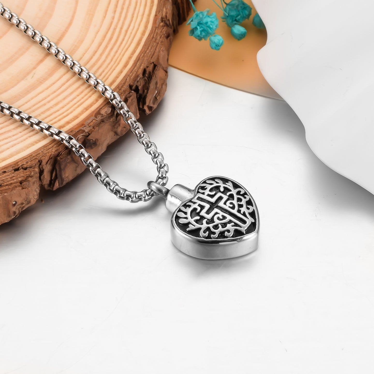 Heart and Cross Cremation Pendant Jewelry