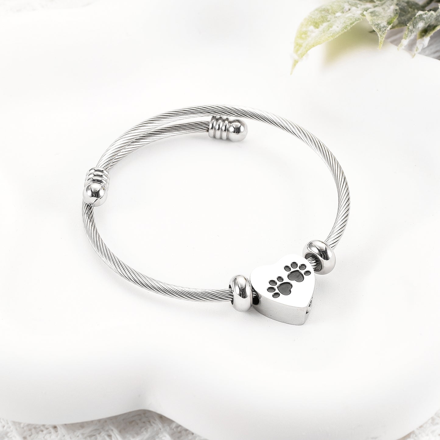 Heart and Paws Cremation Bracelet for Ashes