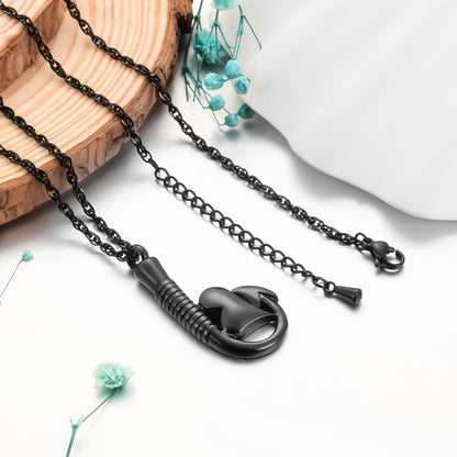 Fish Hook and Heart Cremation Necklace for Ashes