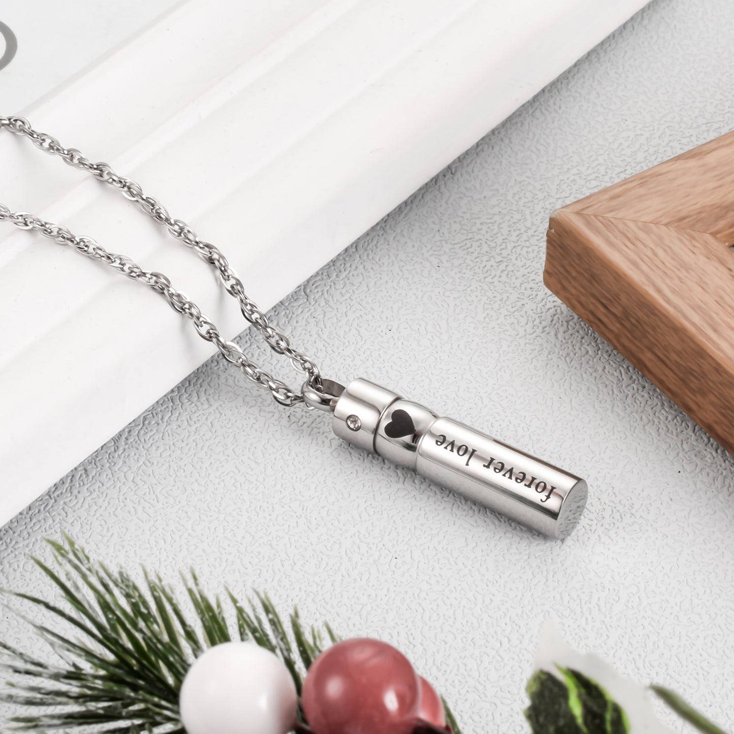 Cylinder Heart Cremation Necklace Jewelry