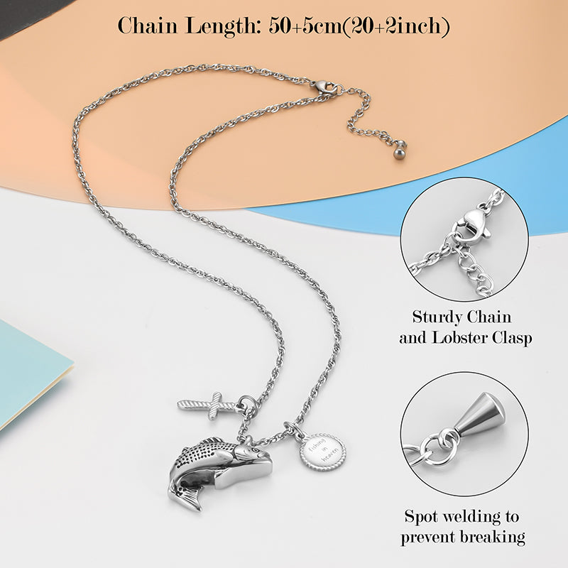 Fish and Cross Cremation Pendant - Engraving